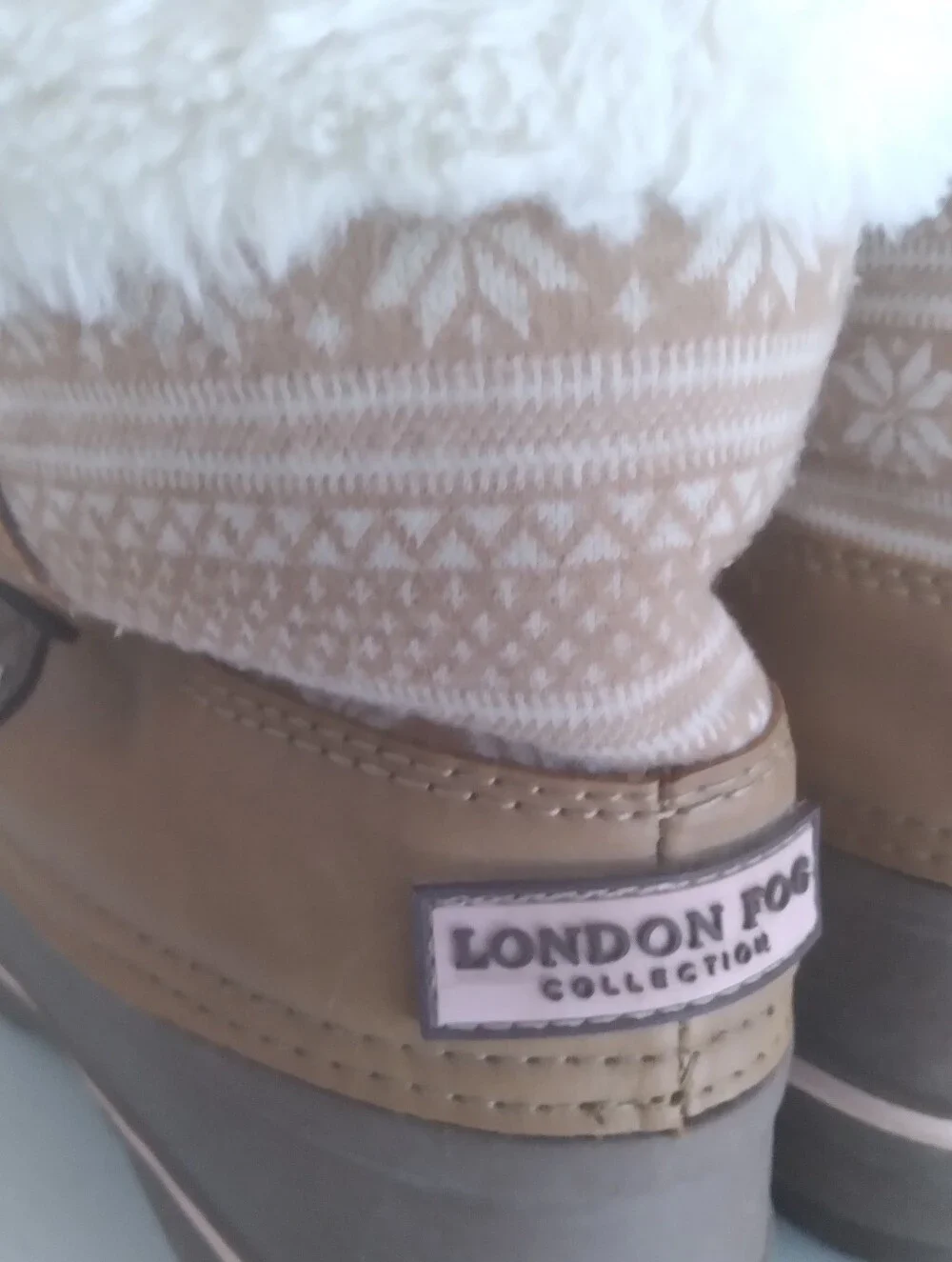 London Fog Brown and Pink Faux-Fur Winter Lace-Up Boots